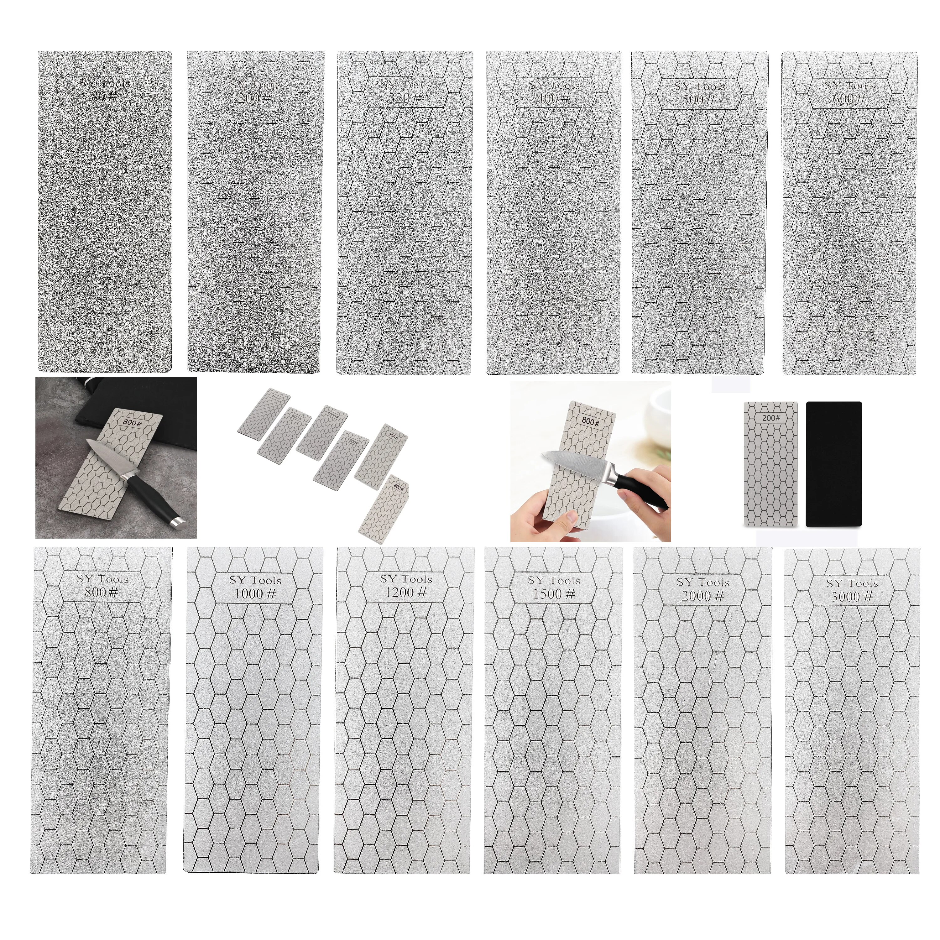 1pc Messer Schärfen Stein Küche Haushalt Messer Diamant Messer Spitzer Mit Waben Muster 80 # -3000 #