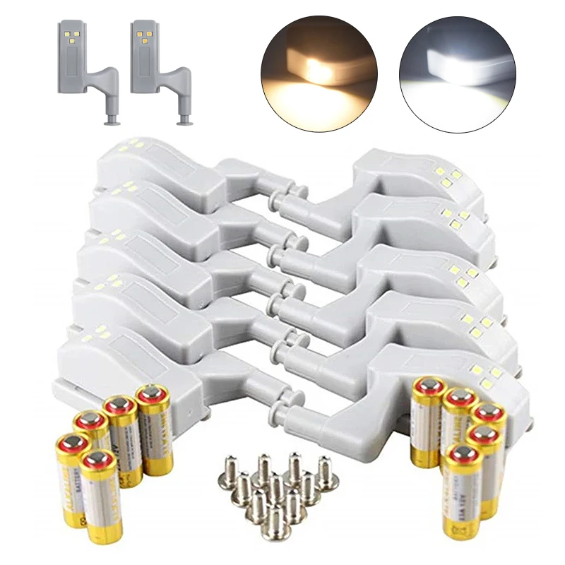 Bộ 10 Bóng Đèn Led Cảm Ứng Chuyển Động Tủ 0.3W Tủ Tủ Quần Áo Tủ Quần Áo Cửa Bên Trong Bản Lề Đêm Đèn Cho Nhà Bếp Phòng Ngủ với Pin