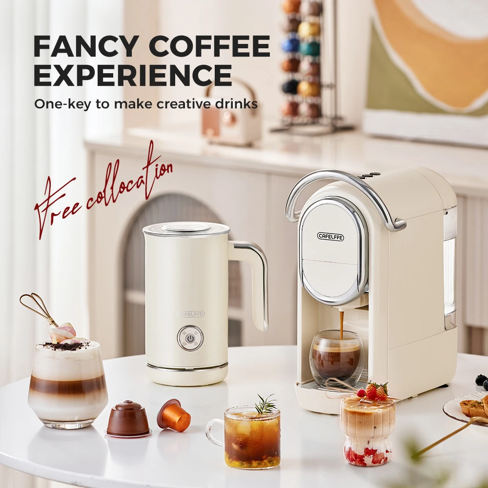 Cafelffe-Mousseur à lait électrique, 4 en 1, pour chocolat, latte froid/chaud, cappuccino, chauffe-lait automatique
