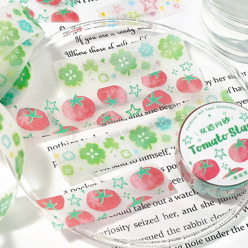 3 м/рулон Kawaii корейский INS Lucky Grass сверкающий песок ПЭТ лента наклейки DIY украшение для скрапбукинга дневник альбом эстетические канцелярские принадлежности