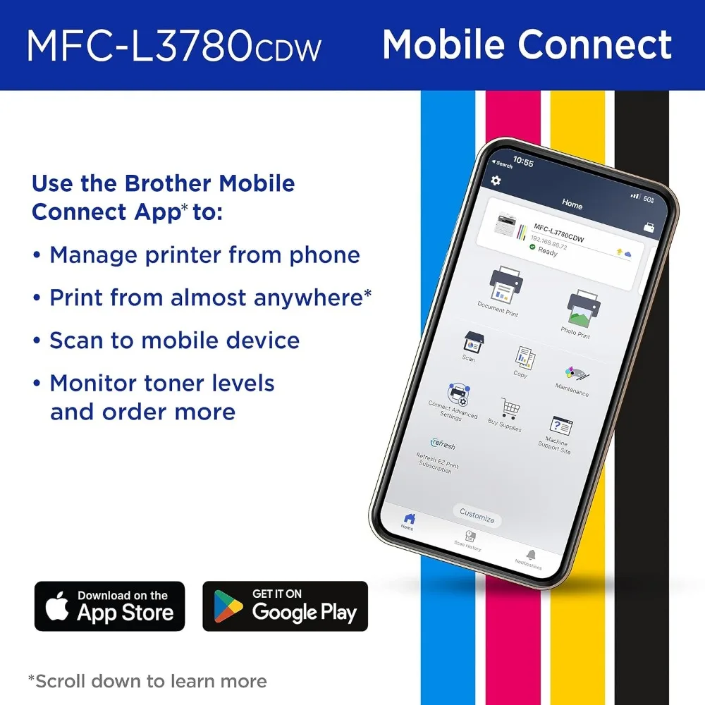 MFC-L3780CDW Wireless Digital Color All-in-One Printer with Laser Quality Output, Single Pass Duplex Copy & Scan