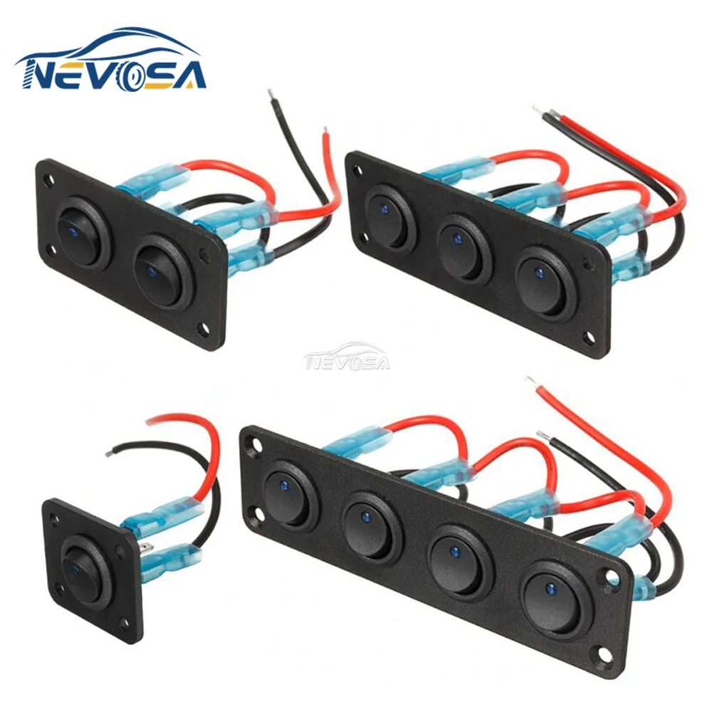 NEVOSA 12V 1-4 Gang Universal Kippschalter Marine Wippschalter Panel USB Auto Boot Marine RV LKW Blaue LED Styling Zubehör