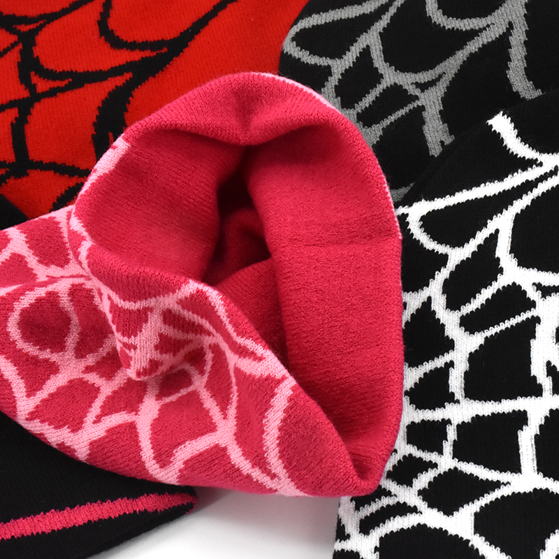 Y2K ゴシックスパイダーパターンウールアクリルニット帽子女性ビーニー冬暖かいビーニーグランジヒップホップカジュアル Skullies 屋外キャップ