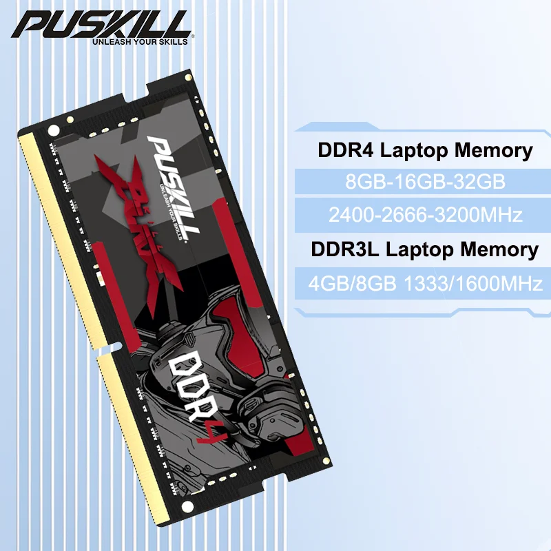 PUSKILL DDR4 DDR3L Notebook Memoria RAM 16GB 8GB 4GB 32GB 3200MHz 2666MHz 2400MHz 1.35V 1600MHz 1333MHz Sodimm Laptopgeheugen