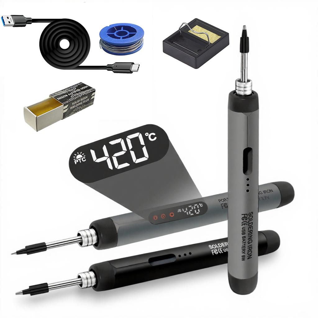 Mini Portable Digital USB Soldering Iron LED Display Rechargeable Battery DIY Electronics Home Appliance Repair Soldering Kits