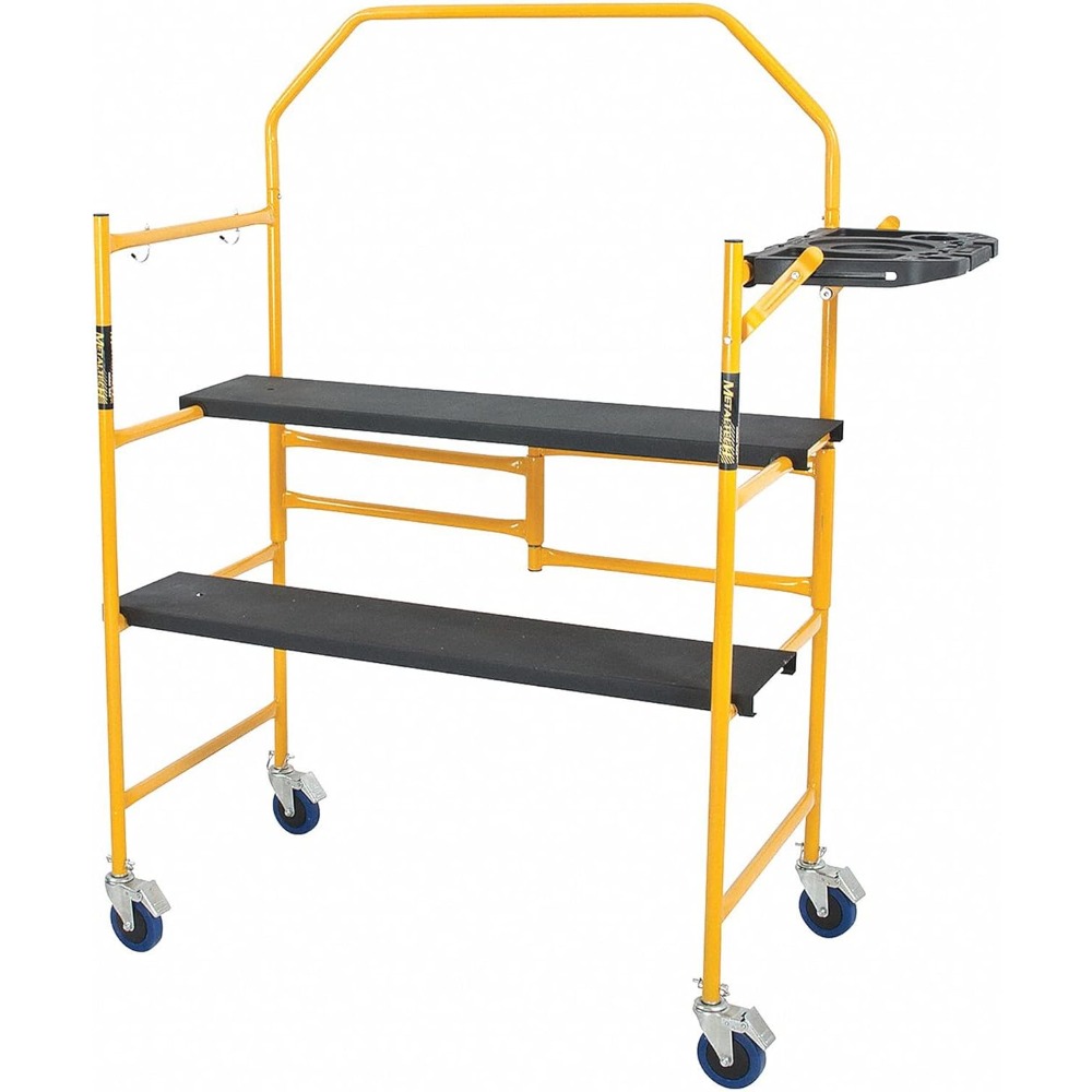 4 Ft Scaffolding Platform, Adjustable, Foldable and Rolling Scaffold Platform with 4-Inch Locking Wheels for Construction