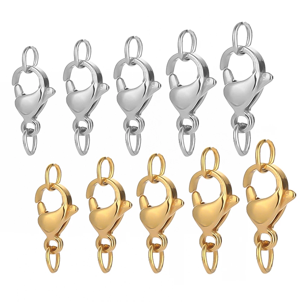 25 uds. De cierres de langosta de acero inoxidable, anillos para saltar, ganchos, conector, pulsera, collar, cadenas, suministros para hacer joyería DIY