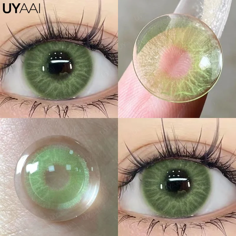 UYAAI Color Contact Lenses for Eyes Blue Eye Color Green Lenses with diopters Degree Korean Fashion Brown Big Eye Lenses