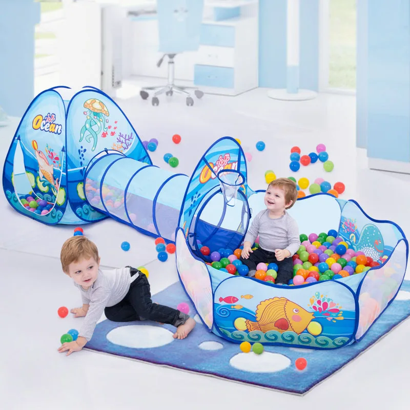 3 In 1 어린이 공 풀 아기 Ballon 놀이터 휴대용 어린이 텐트 공 구덩이 크롤링 터널 아이 놀이터 마당 Rooom 풀 선물