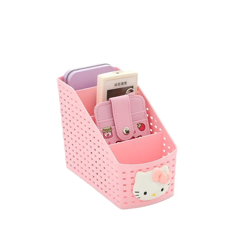 Hello Kitty Desktop Storage กล่องเครื่องสำอางค์แต่งหน้าเครื่องประดับตะกร้ากล่องสำนักงานอะนิเมะผู้ถือของขวัญ