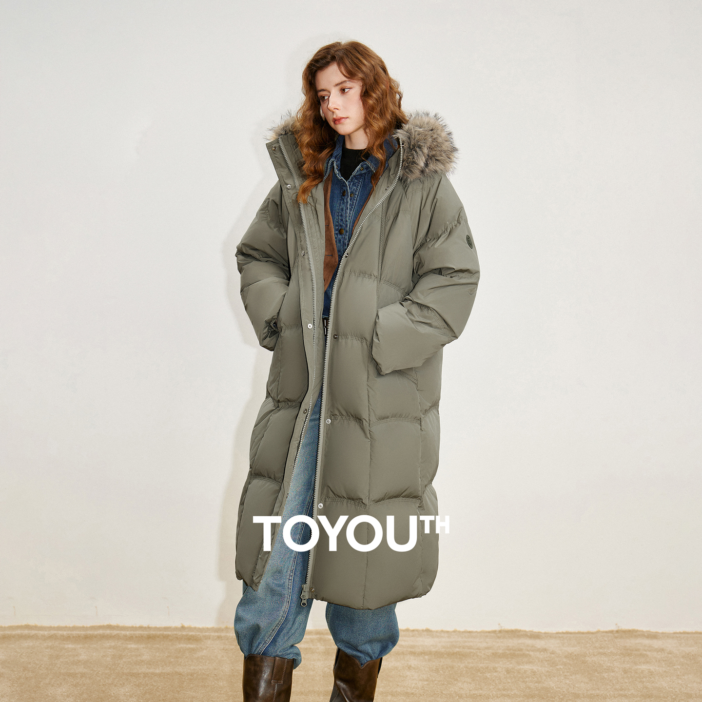 Toyoutth feminino 90% pato branco para baixo grosso jaqueta 2025 inverno nova gola de pele com capuz extra longo casaco quente