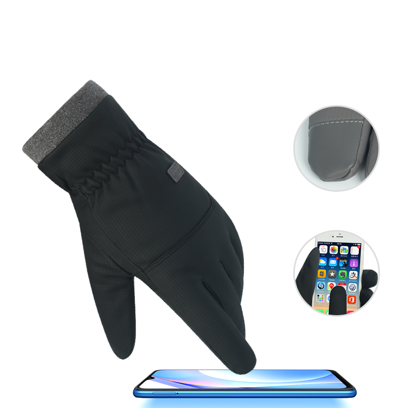 Men's Black Windproof Ski Gloves, Warm Snowboard Gloves, Men's Bicycle, Motorcycle Riding, Winter