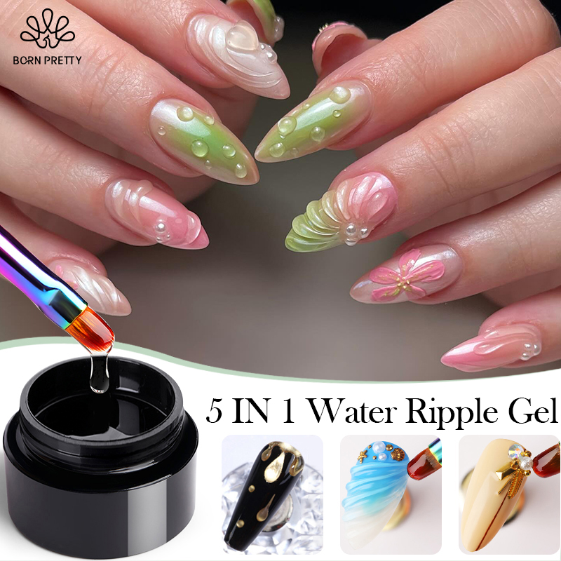 BORN PRETTY 5 IN 1 Clear Water Ripple Gel Polish 3D Shaping Sculpting Carving No-wipe Top Coat Reinforcement Adhesive Gel Glue