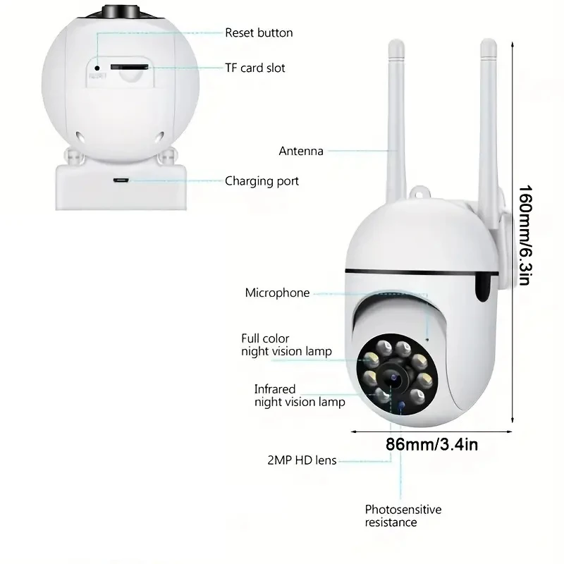 A7 WiFI IP Smart Camera 1080P HD Color Night Vision Wireless Home Security Camera 2-WWay Sound And Motion Push Notification
