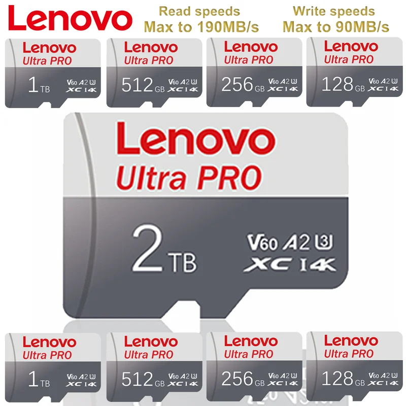 Original Lenovo Memory Card 2TB 128GB Class 10 V60 TF Card 1TB Mini SD Card 512GB 256GB A2 U3 Micro Card 2TB High Speed TF Card