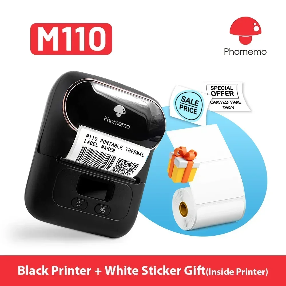 Phomemo M110 Tragbarer Mini-Drucker, Thermo-Etikettendrucker, Aufkleber, Taschenetikettiermaschine, ähnlich wie Niimbot B21 B1 50 mm