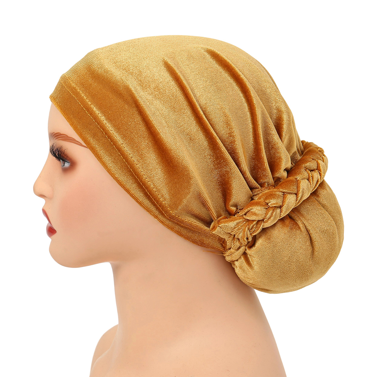 Turbante instantâneo de veludo elástico macio, chapéu hijabs interno, moda muçulmana, lenço feminino, cor sólida, gorro hijab