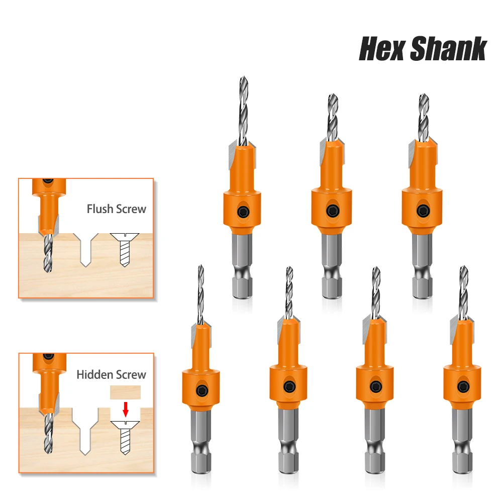 1-5PCS 8mm Shank HSS Woodworking Countersink Router Bit Screw Extractor Remon Demolition for Wood Milling Cutter