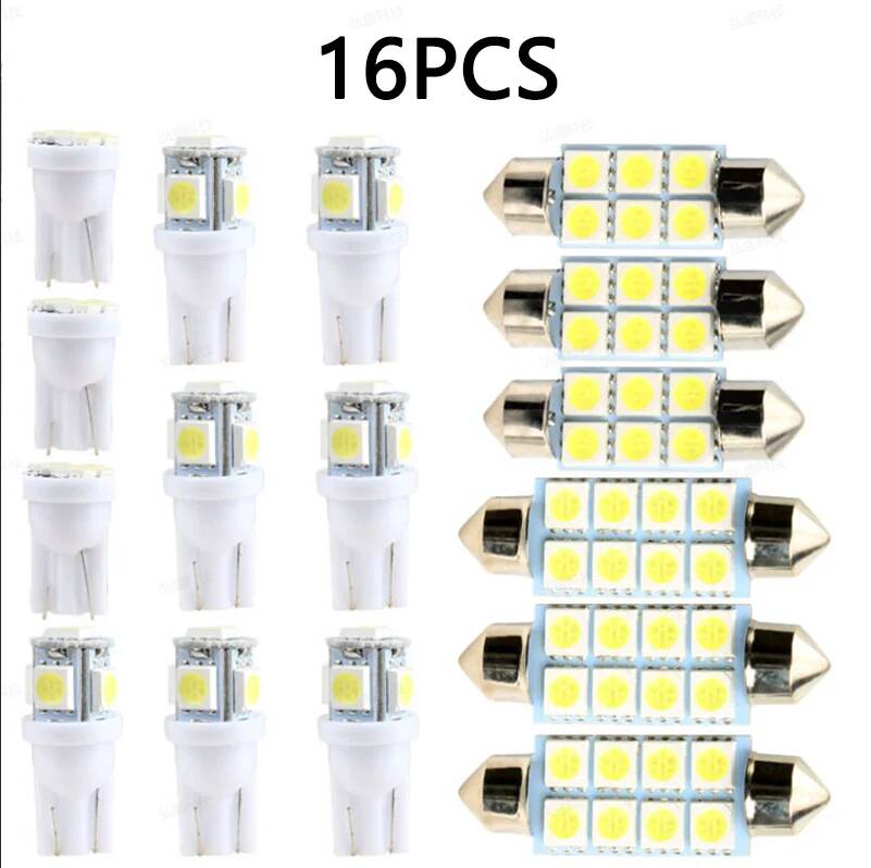 42 Stuks Autolichten T10 6000K SMD LED Vervanging Kenteken/Lezen Xenon Wit Interieur Gloeilampen
