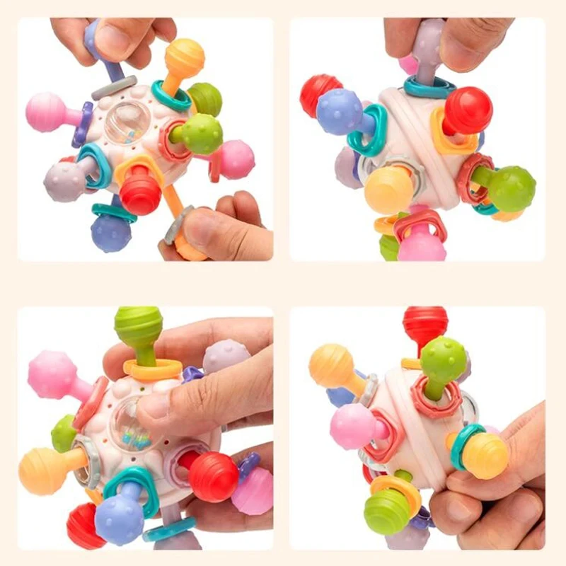 Juguetes Montessori para bebés de 0 a 12 meses, juguetes para el desarrollo del bebé, sonajeros, mordedores, pelota de actividades de agarre, juguetes sensoriales para bebés