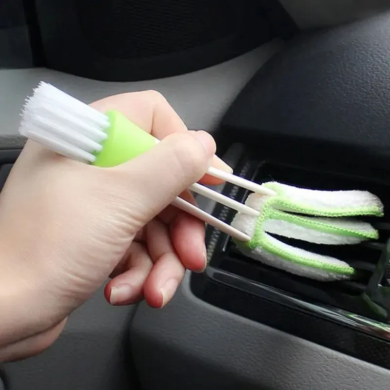 Multifunctionele auto-ontluchterreiniger Mini Double-end Micro Fiber Vent Duster Verwijderbare stoffen hoes Draagbare reinigingsborstel voor in de auto