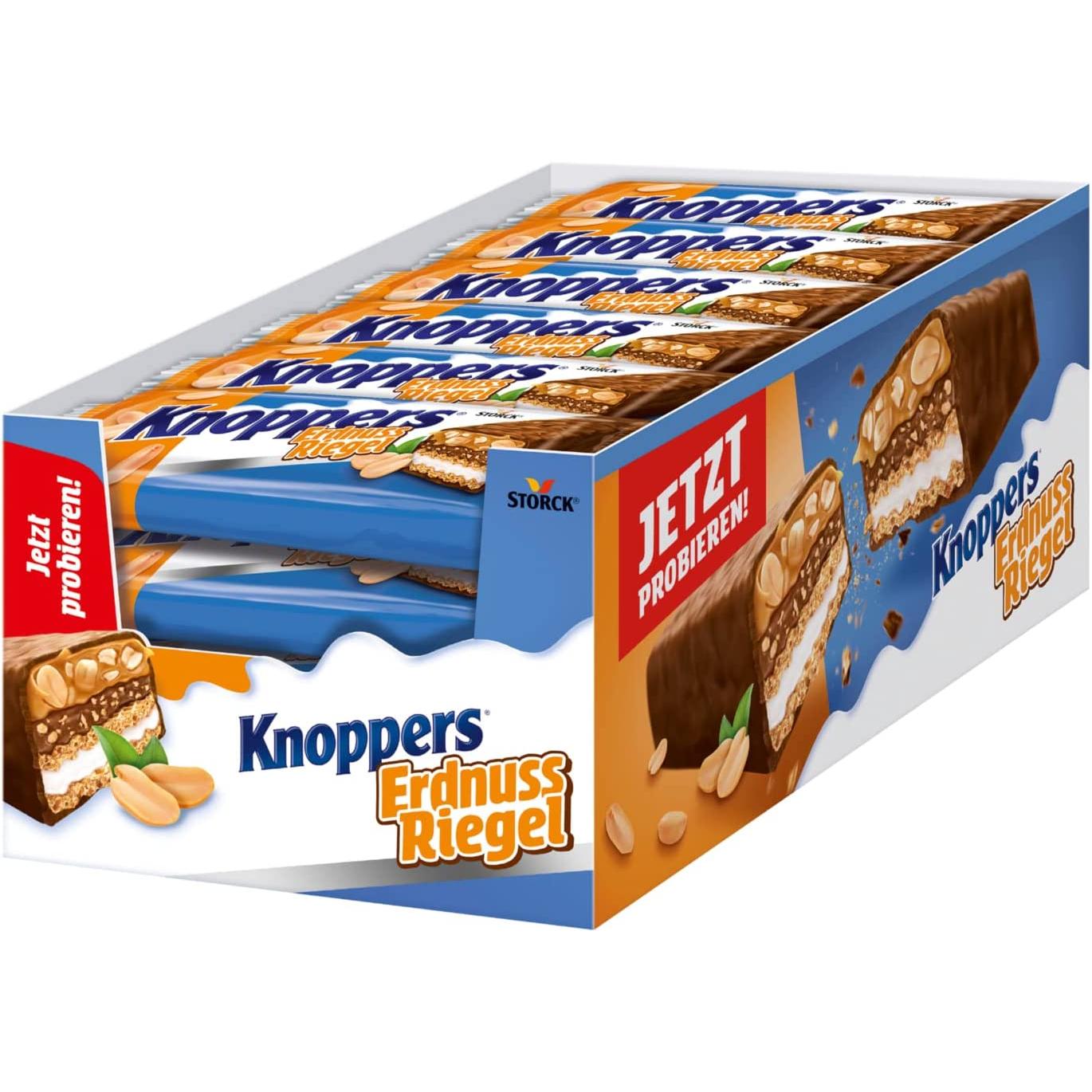 Caixa de armazenamento de Knooppers, bolacha crocante, barras de amendoim, 24 pcs