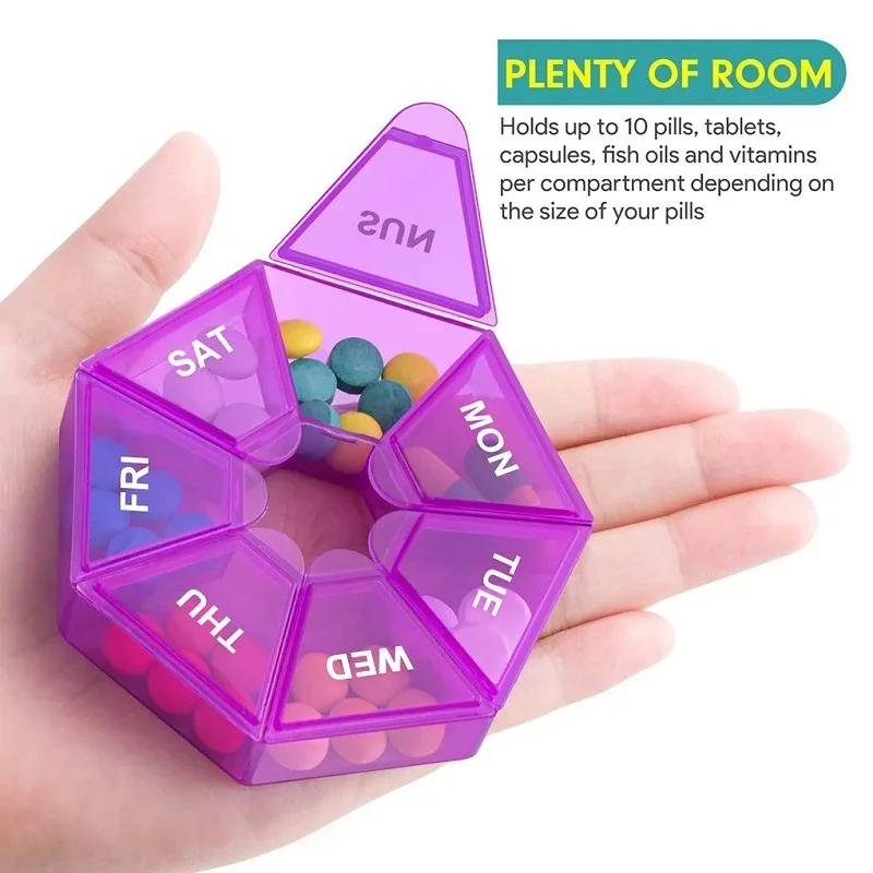 Wekelijkse 7-daagse pillenorganizer Draagbare reispillendoos Multifunctionele kleine medicijnkoffer Zwart