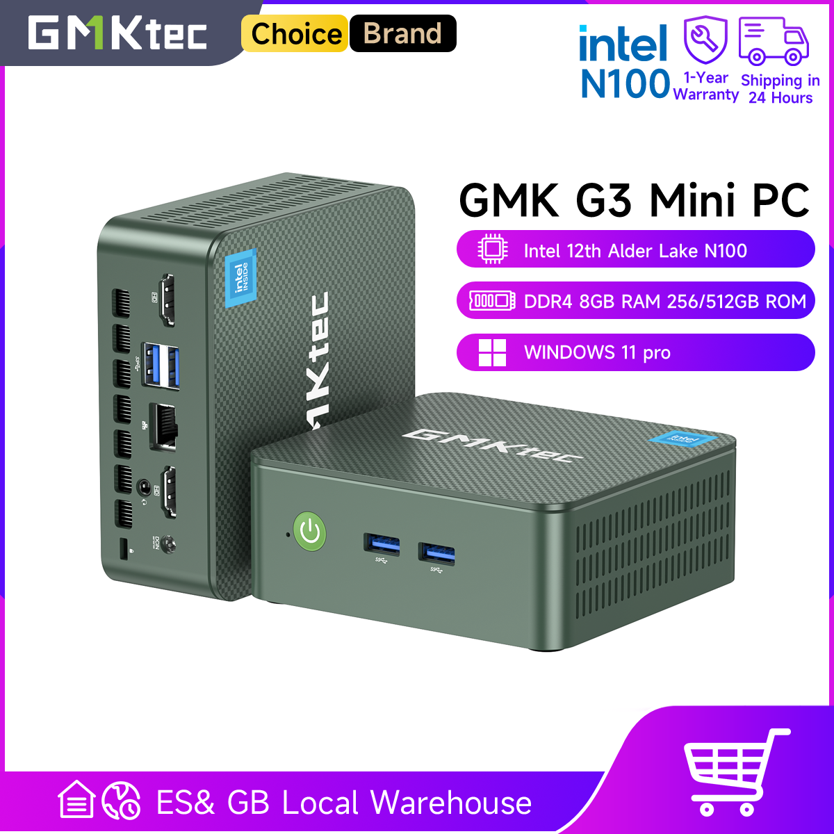 GMKtec G3 Mini PC Intel Alder Lake N100 Windows 11 Pro Desktop Computer 8/16GB RAM 256/512GB PCIe M.2 SSD WiFi 6 BT5.2 Mini PC