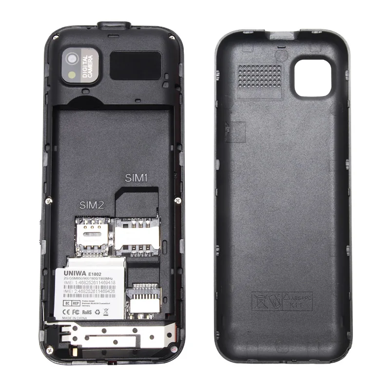 UNIWA E1802 2G Cellphone 1.77 Inch Flip Phone Push Button 1800mAh Telephone for Senior Elder Dual SIM Dual Standby Wireless FM