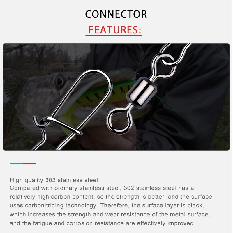 Meredith Hecht Angel zubehör Stecker 50 Stück Stift lager rollend schwenkbar Edelstahl Karabiner Haken köder