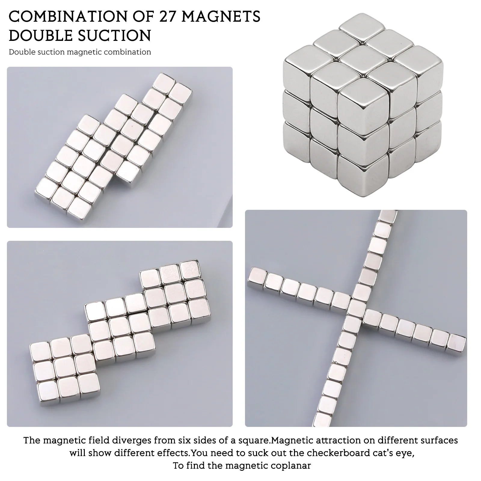 27 ชิ้นมินิสแควร์แม่เหล็ก Strong Multifunctional แม่เหล็กระลอกน้ํา Cat's Eye Nail Art แม่เหล็ก Magic Cube แม่เหล็กสําหรับการออกแบบ