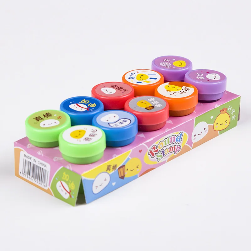 10 Chiếc Các Loại Tem Dành Cho Trẻ Em Tự Mực In Tem Đồ Chơi Trẻ Em Tem Hình Mặt Cười Cói Họa Tiết Chữ Album Ảnh trang Trí Quà Tặng Cho Trẻ Em