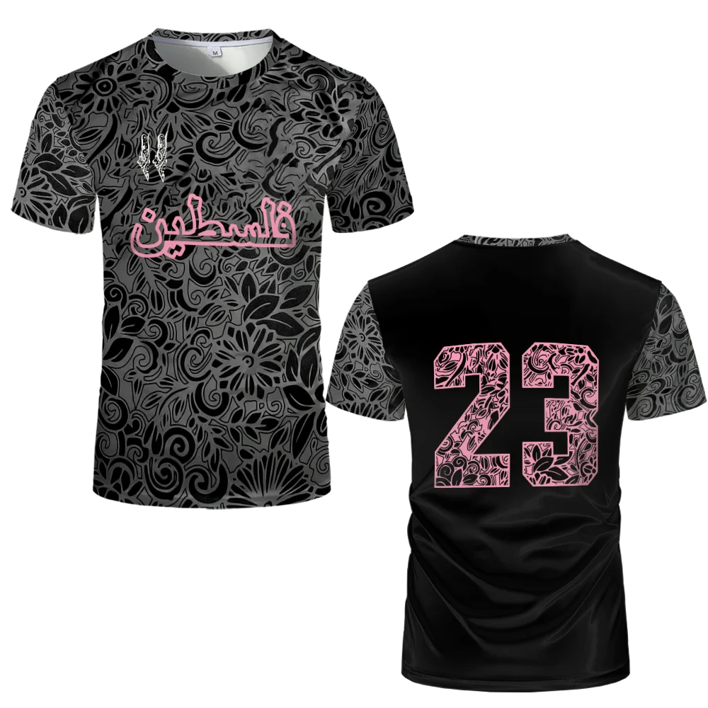 パレスチナサッカージャージ Tシャツ大人 & キッズライト高級デジタルプリントサッカーユニフォーム夏メンズパレスチナ旗 Tシャツ