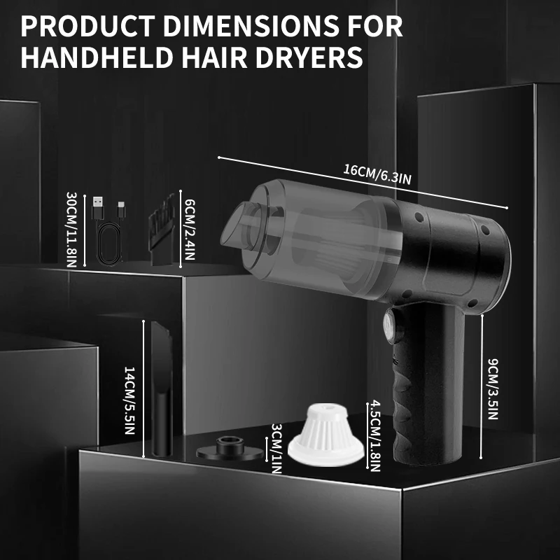 Aspiradora 3 en 1, carga USB, función de succión y soplado portátil para uso doméstico y de coches pequeños