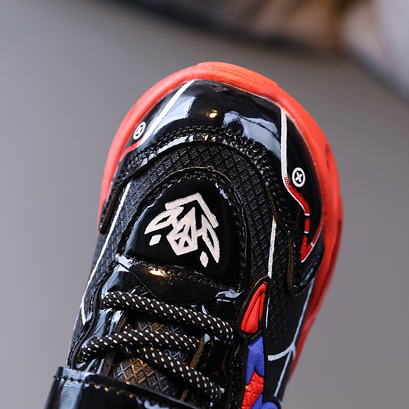 디즈니 소년 신발 LED 조명 만화 가을 어린이 스포츠 신발 가죽 미끄럼 방지 어린이 운동화 운동화 크기 25-35