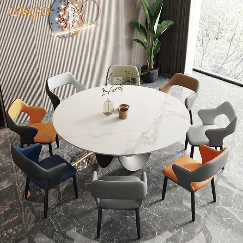 OMGD Light Luxury Backrest Simple Dining Table And Chairs High-grade Tea Table Chairs Negotiation Chairs Light Luxury Chairs