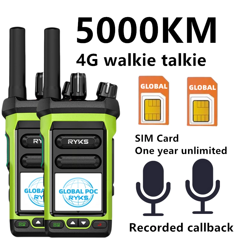 Рация 4G, 5000 км, 200 каналов, персонализированные имена, воспроизведение звука, глобальное зарядное устройство Ptt типа C, двустороннее радиолюбитель дальнего действия
