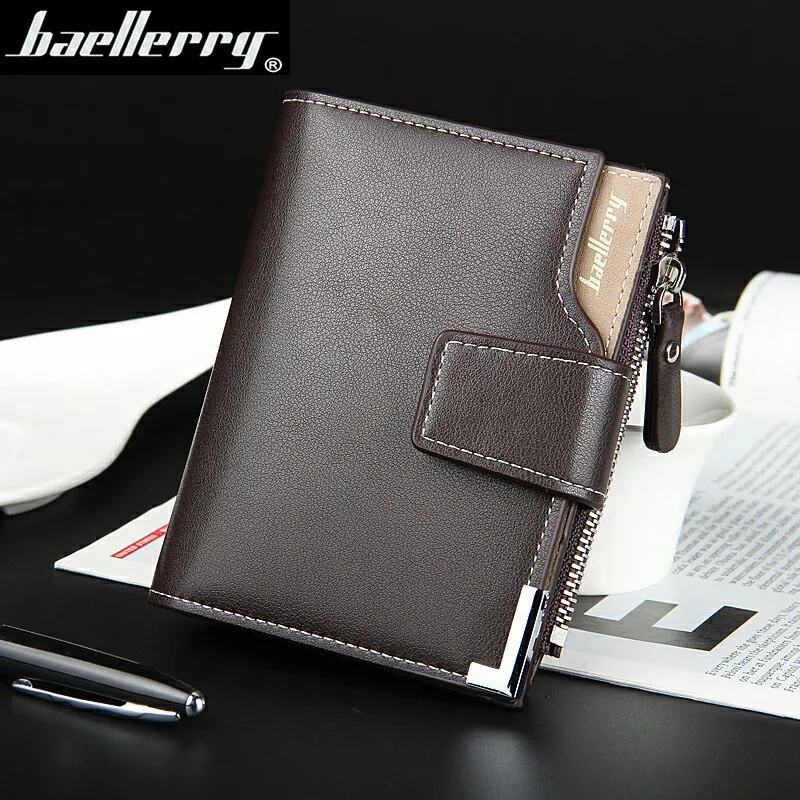 Baellerry, billeteras cortas de lujo para hombre, tarjetero con bolsillo para monedas y cremallera, cartera para hombre, cartera de mano para fotos, monederos de marca para hombre