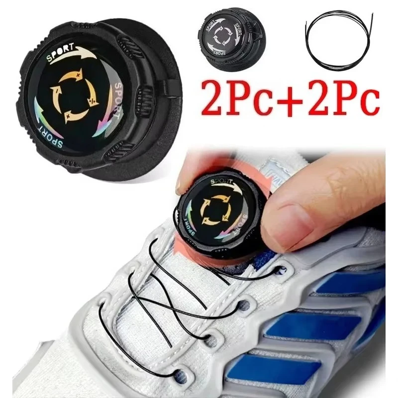 1 par de cordones de zapatillas de deporte de cuerda con hebilla automática giratoria de alambre de Metal para niños/adultos sin cordones cordones de zapatos de bloqueo rápido zapatillas de deporte