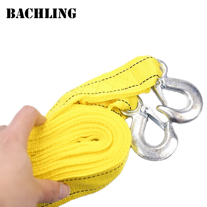 Cable de remolque para coche de 4M y 5 toneladas, correa de cuerda de tracción con ganchos, cuerda de rescate pesada portátil para turismo autónomo, doble capa gruesa