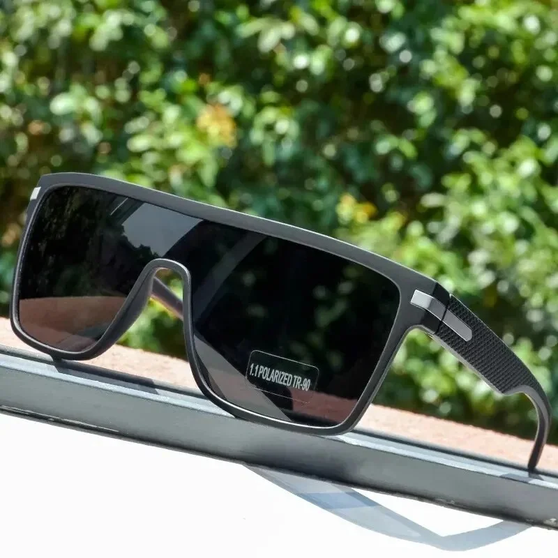Gafas de sol polarizadas a la moda para hombre, gafas de sol cuadradas de gran tamaño antideslumbrantes con espejo para conductor, gafas UV400 para mujer para hombre