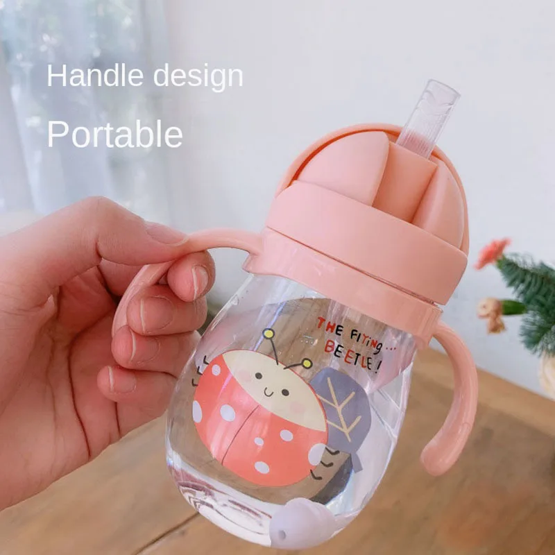350ml ขวดนมถ้วยดื่มขวดนมฟาง Gravity Ball ขนาดเส้นผ่าศูนย์กลางกว้างเด็กดื่มนม Dual-ใช้ขวด