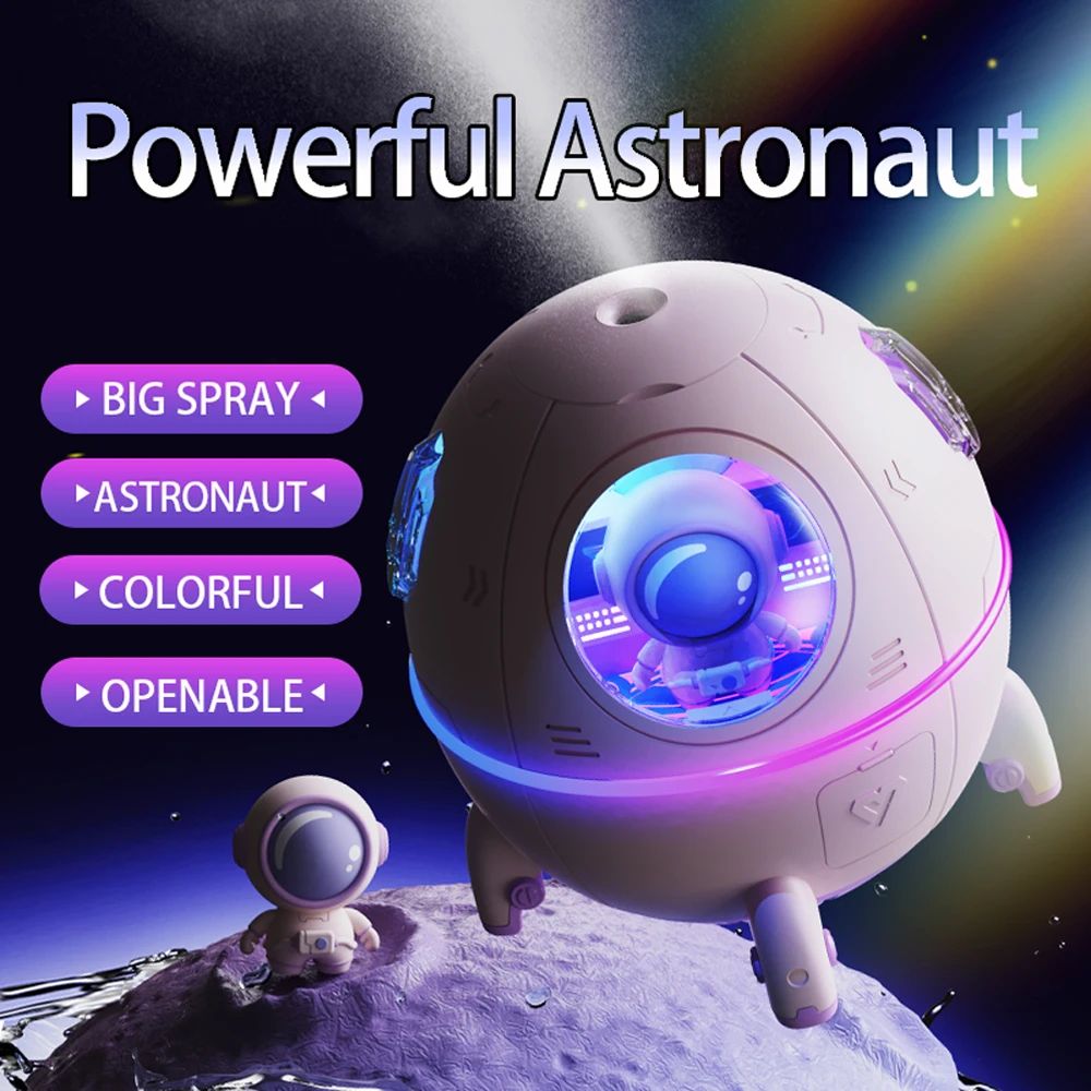 Nowy nawilżacz powietrza Astronaut 220ml z lampką nocną 1200mAh akumulator akumulatorowy domowy dyfuzor olejków zapachowych prezent dla dzieci