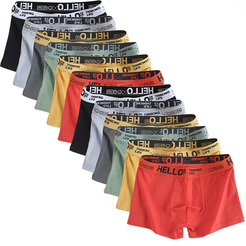 6 Stuks Mannen Ondergoed Jongens Katoenen Onderbroek Mannelijke Pure Mannen Slipje Shorts Ademende Boxershorts Comfortabel zacht Plus size