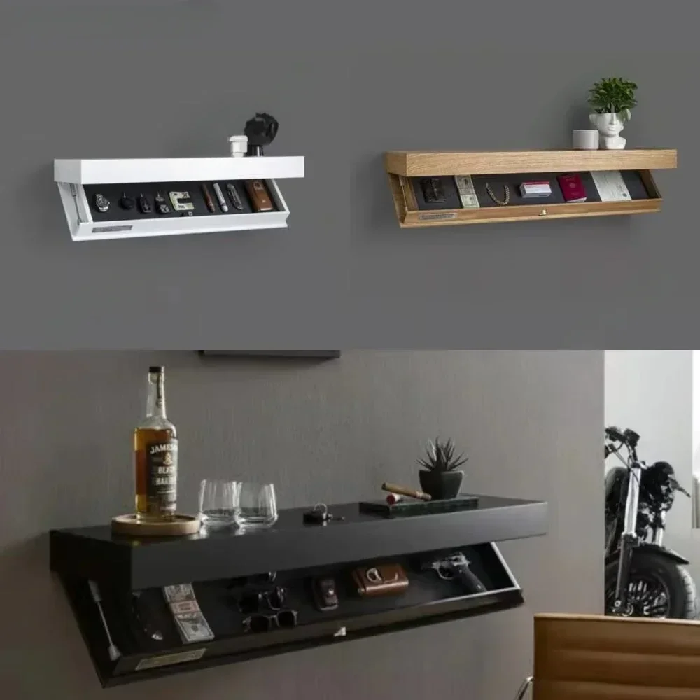 An der Wand montiertes Designer-Regal aus Holz, multifunktional, verdecktes schwebendes Regal, geheimes Fach, Wandregale, Heimdekoration