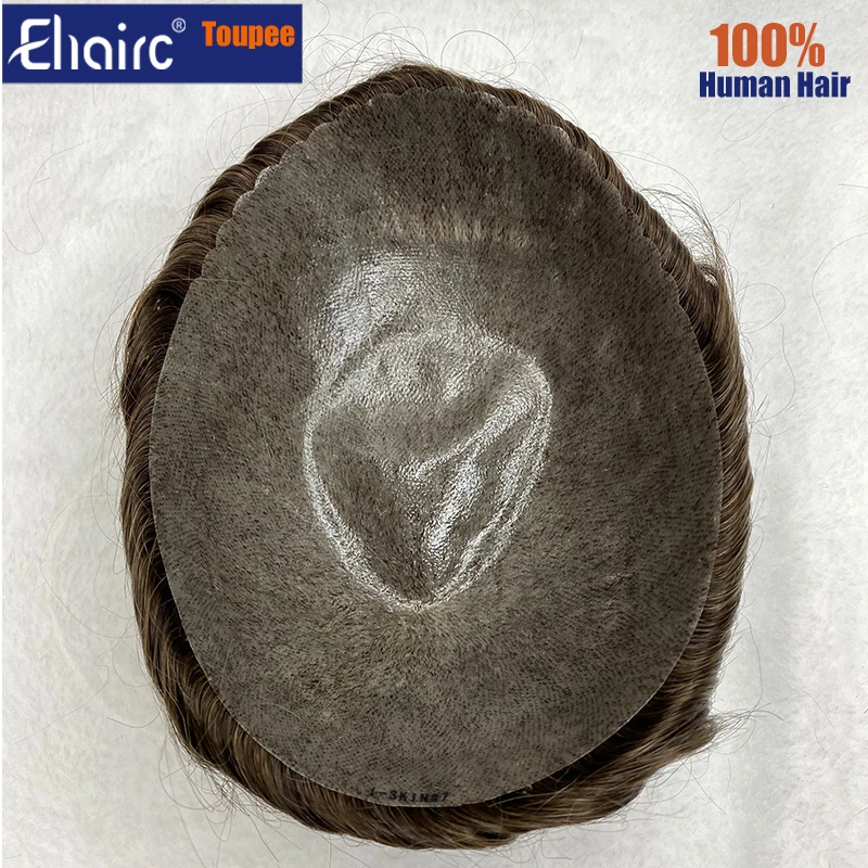 Sale-Men's capillary prothesis 0.12-0.14mm Injection Skin Male Hair ProsthesisToupee Men 6" Wigs For Man 100% Human Hair System