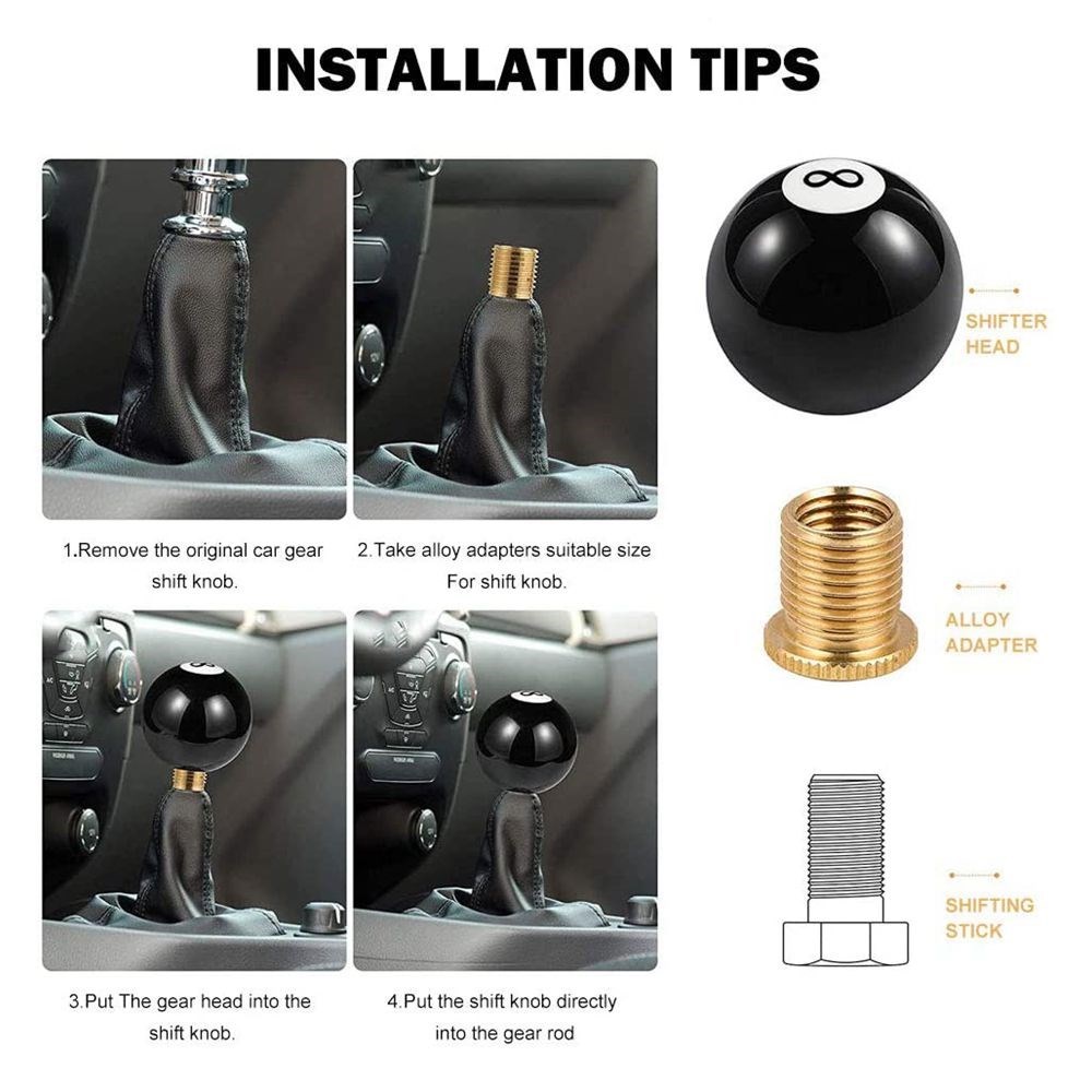 ユニバーサルラウンドシフターノブヘッドブラック 8 ボールレーシングアクリルギアシフトノブ SK-1003-8