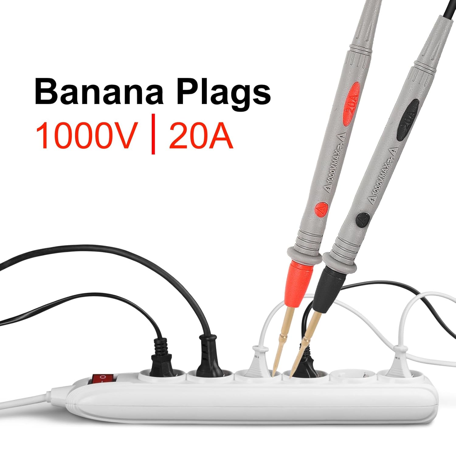 Kit de cables de prueba para multímetro, conector Banana con pinzas de cocodrilo de empuje, sondas afiladas de precisión, prueba eléctrica Digital de 1000V 20A