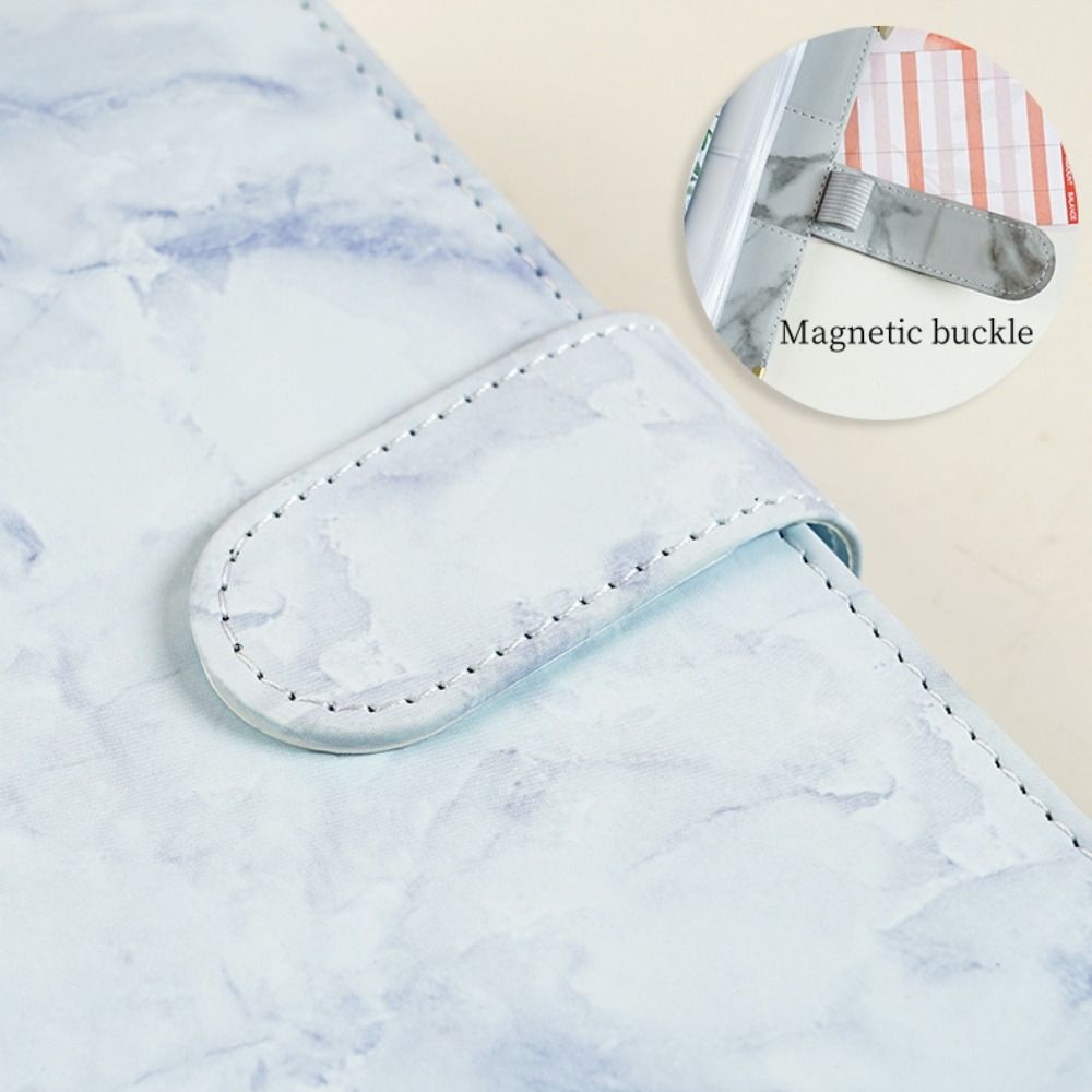 Marbling Money Saving Binder PU Card Holder Savings Challenges Book Waterproof Money Planner Money Saving Notebook Charge Up