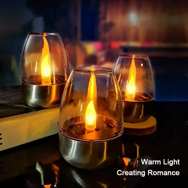 LED bougies solaires lumière sans flamme Rechargeable veilleuse pour fête de mariage décor de jardin extérieur étanche bougies solaires lampe